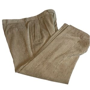 St Croix  Corduroy Pants Men 34x 26”  Light Brown Cream Made In Italy Wide Leg